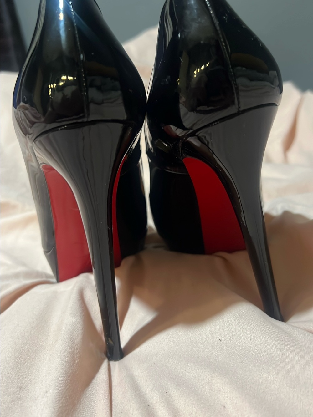 Christian Louboutin Black Patent Stilettos with Signature Red Sole